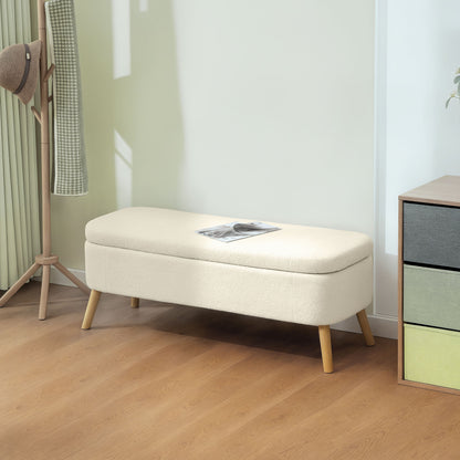 Banc de rangement en bouclette rembourré 120 cm