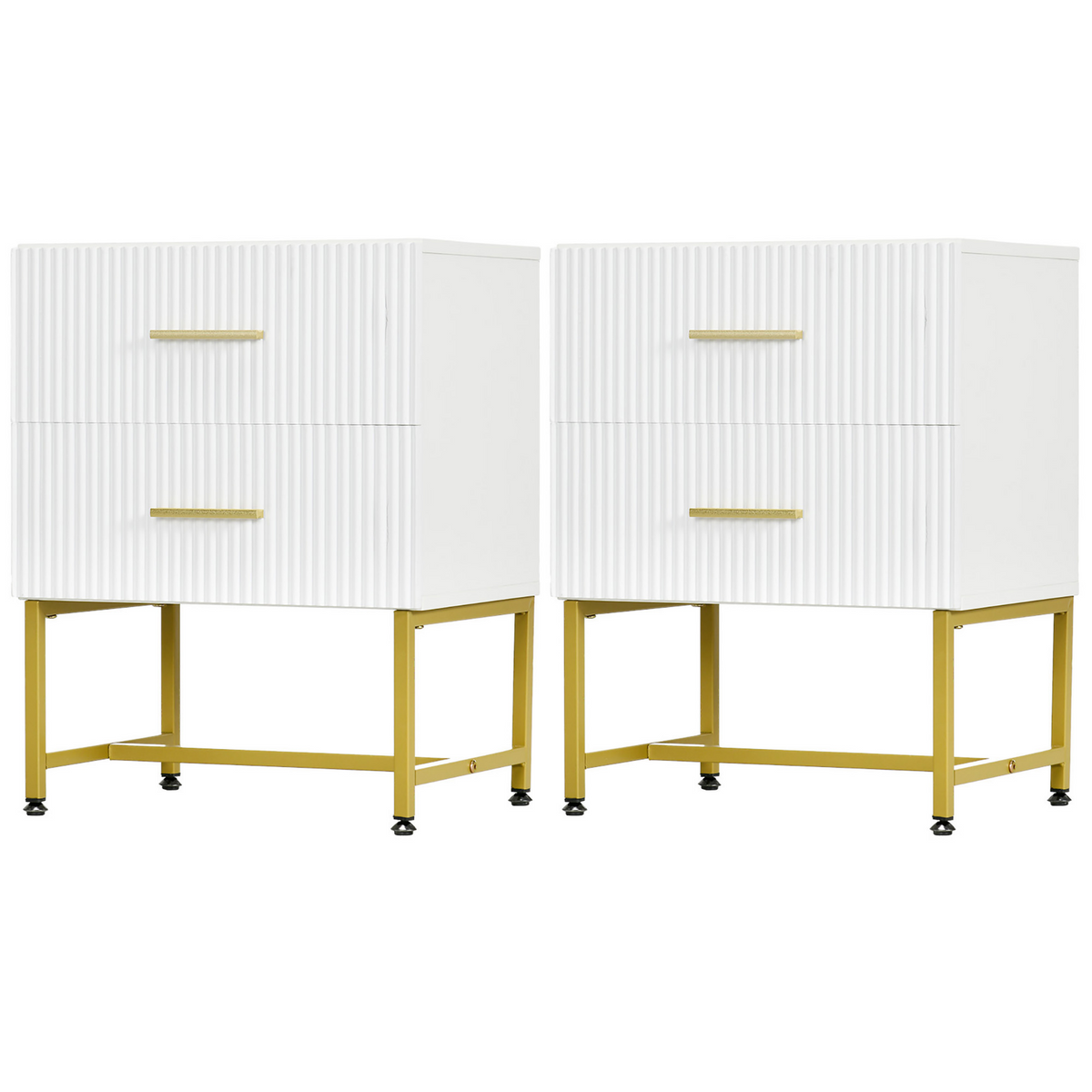 Tables de chevet modernes avec tiroirs cannelés 2 pièces