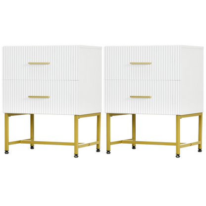 Tables de chevet modernes avec tiroirs cannelés 2 pièces