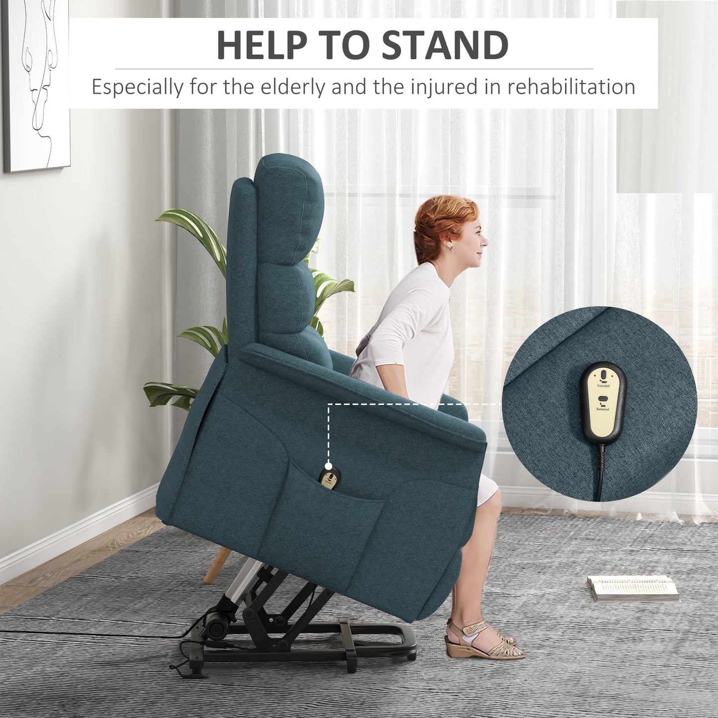 Fauteuil releveur électrique à inclinaison avec télécommande