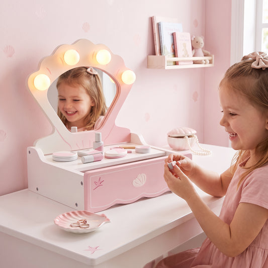 Ensemble coiffeuse pour enfants avec miroir lumineux