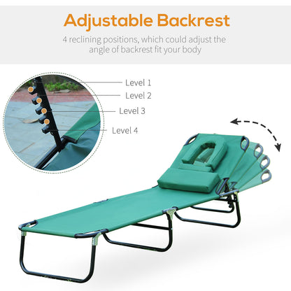 Chaise longue pliable avec trou visage 3 positions
