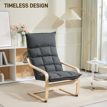 Fauteuil d'accent moderne avec accoudoirs en bois et mouvement berçant