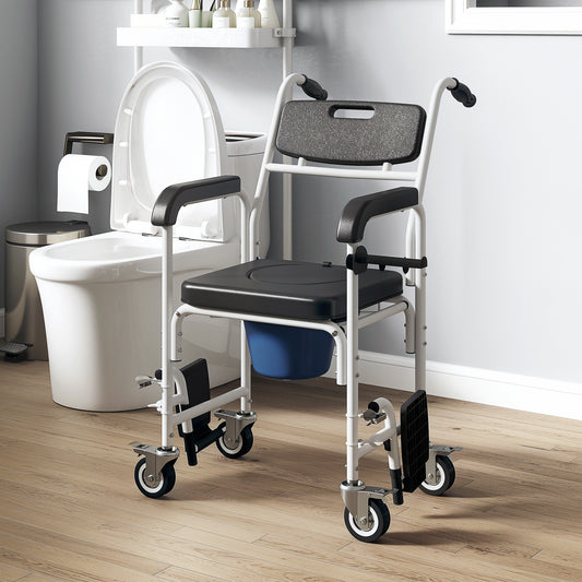 Chaise de douche roulante multifonction avec dossier