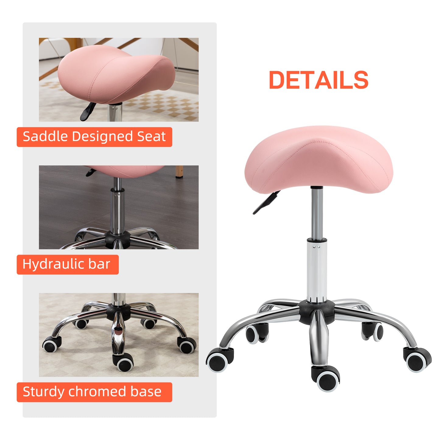 Tabouret selle ergonomique à roulettes réglable