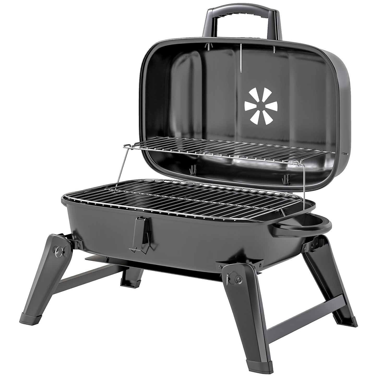 BBQ au charbon pliable avec grille de réchauffage