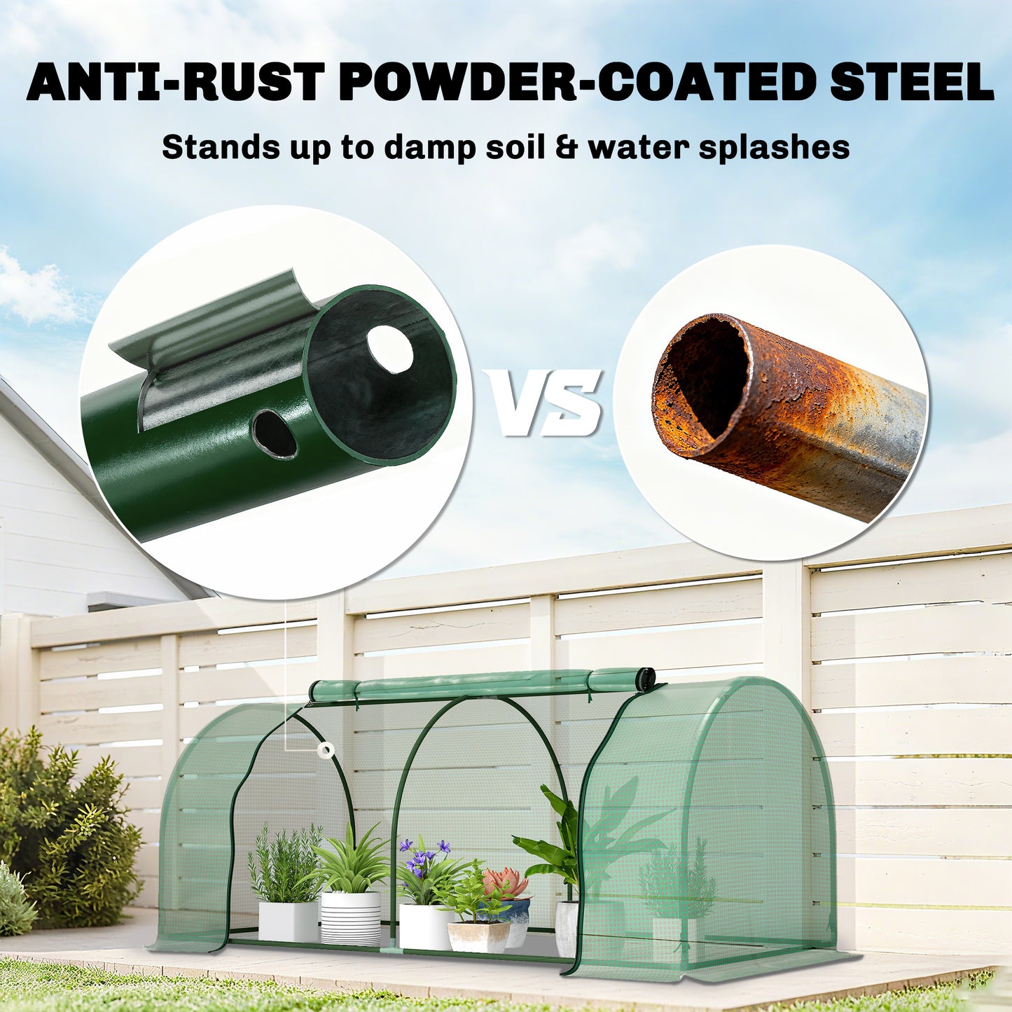 Outsunny 2m x 1m x 0.8m Tunnel Greenhouse - Portable with Zippered Doors