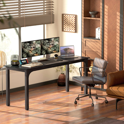 Bureau d'ordinateur industriel 180 cm surface grain de bois