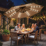 Parasol déporté avec lumières solaires LED et manivelle