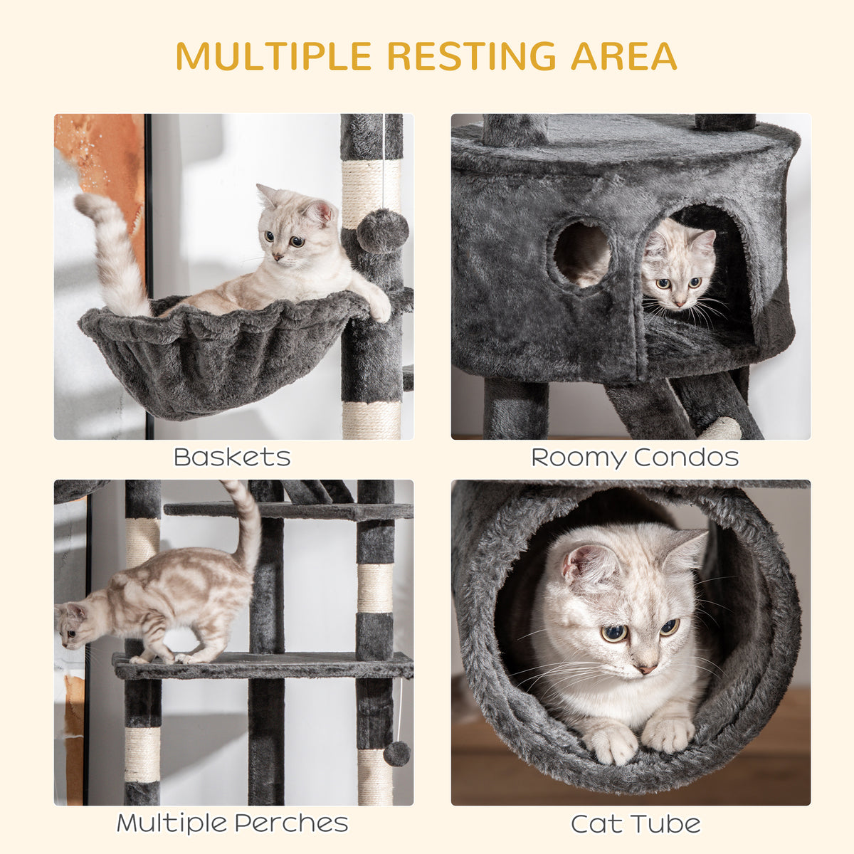 Arbre à chat multi-niveaux ajustable 240-260 cm