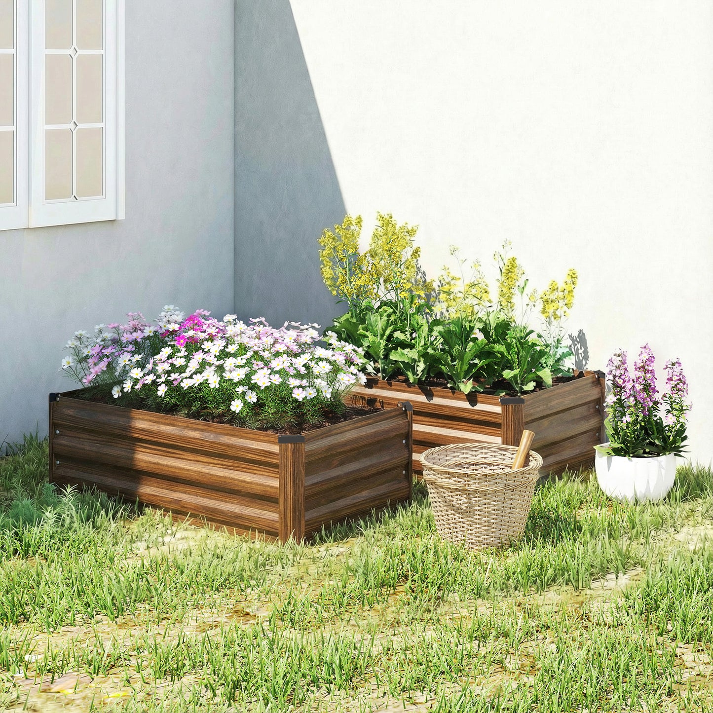 Bacs surélevés galvanisés ensemble de 2 pour jardin