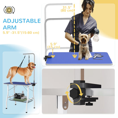 Table toilettage chien bras ajustable plateau caoutchouc