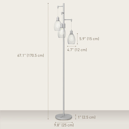 Lampadaire industriel 3 abat-jour suspendus, gradable