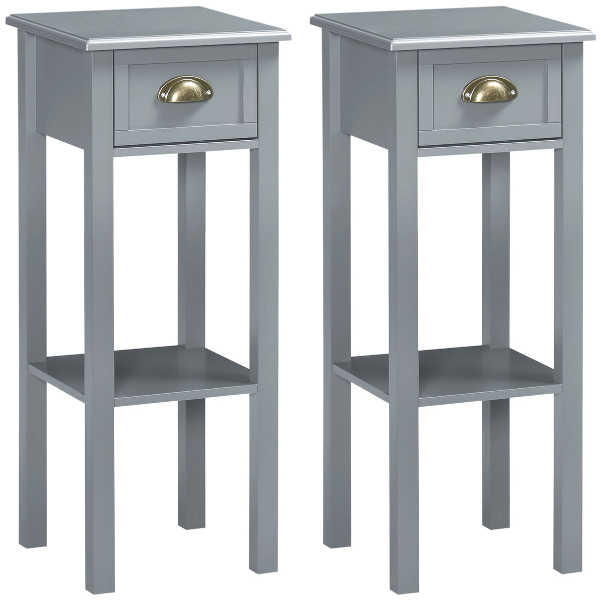 Table d'appoint étroite à tiroir — Lot de 2