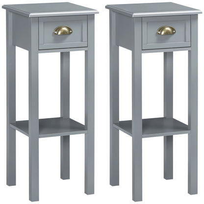 Table d'appoint étroite à tiroir — Lot de 2