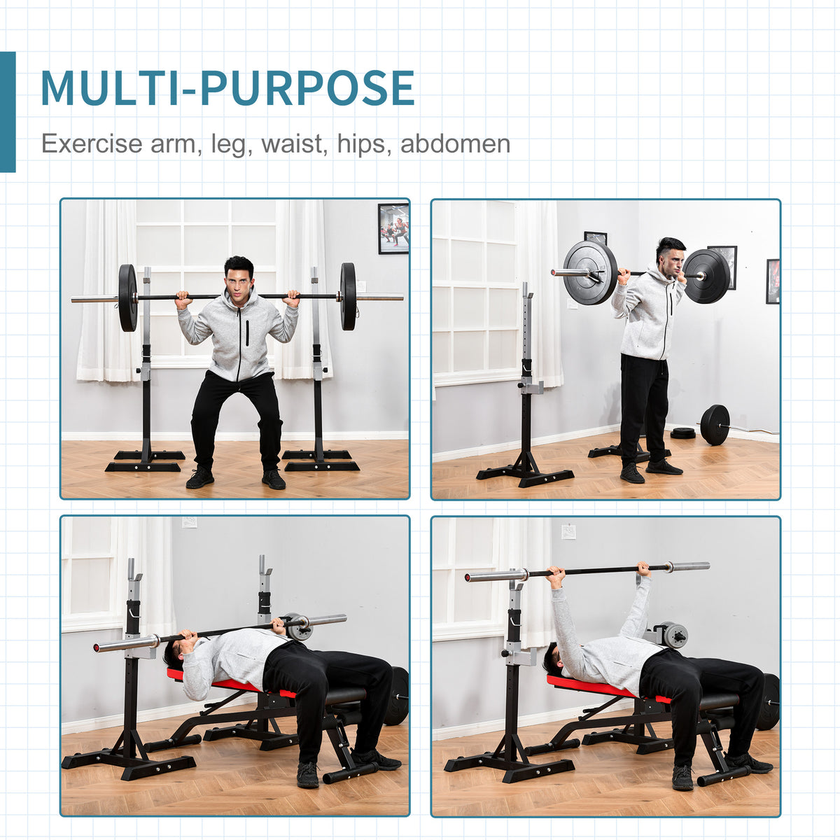 Support à squat ajustable robustesse acier — Lot de 2