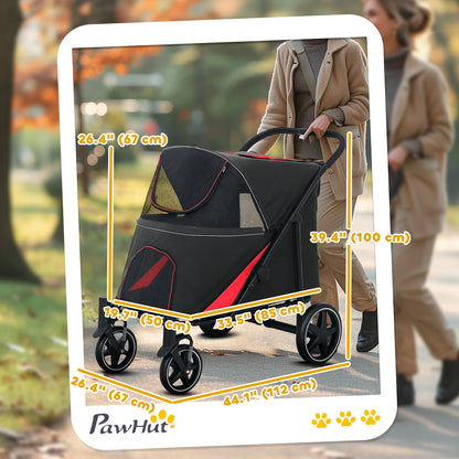 Poussette pliable pour animaux roues universelles amortisseurs