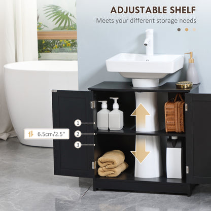 Meuble-lavabo sous évier avec 2 portes et tablette