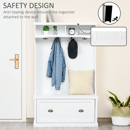 Meuble d'entrée avec banc de rangement et patères 164 cm