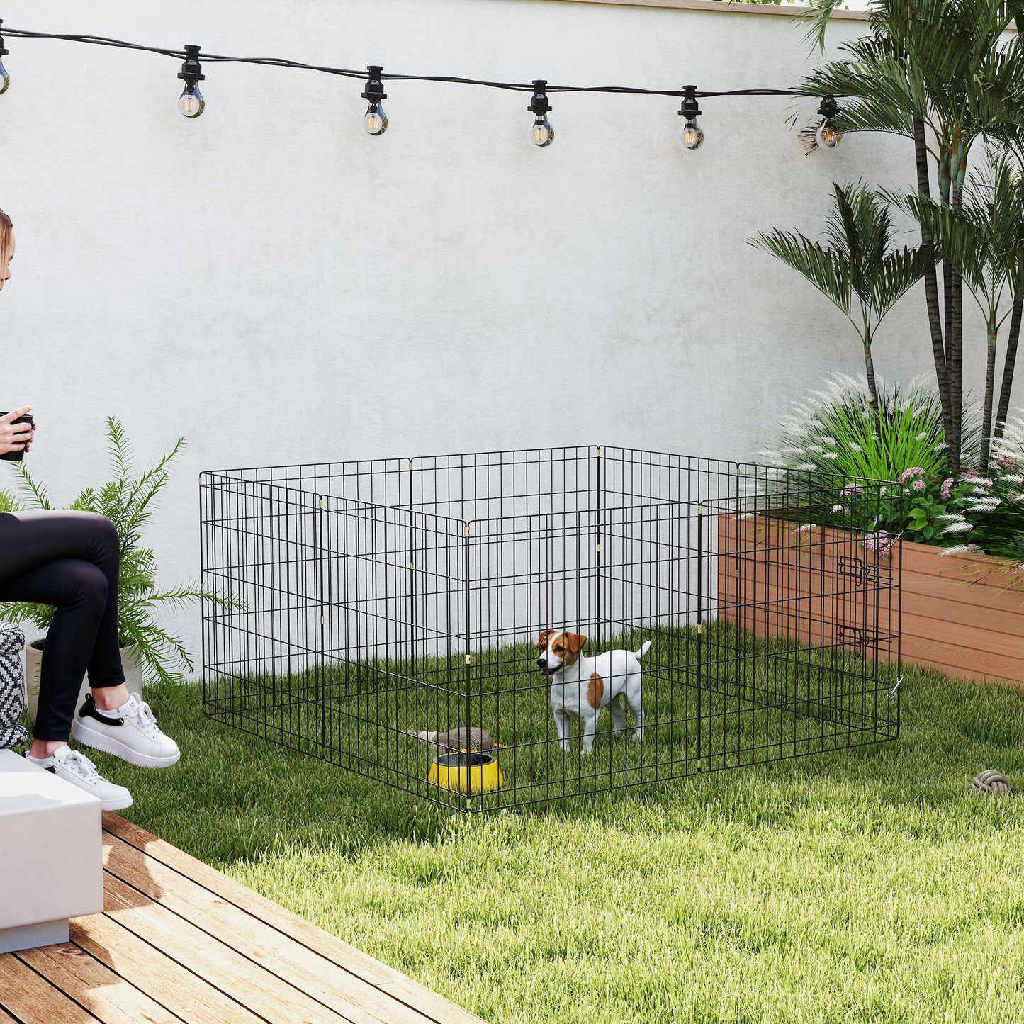 Parc pour chien pliable 8 panneaux avec couverture