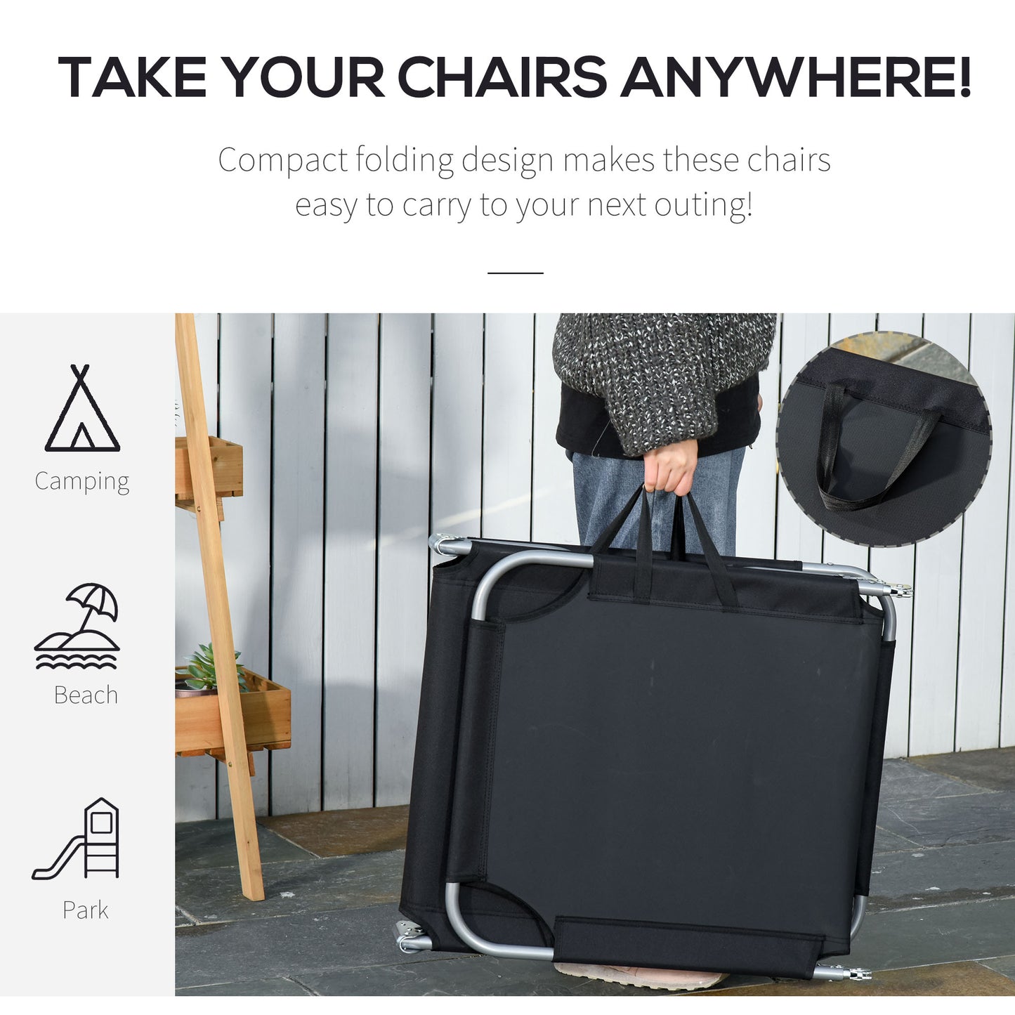 Chaise longue pliante extérieure à dossier réglable