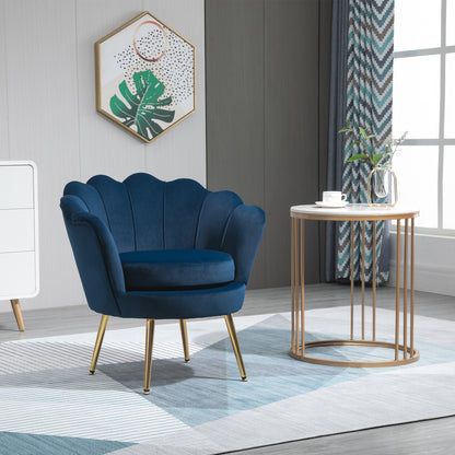 Fauteuil d'appoint en velours pattes métalliques