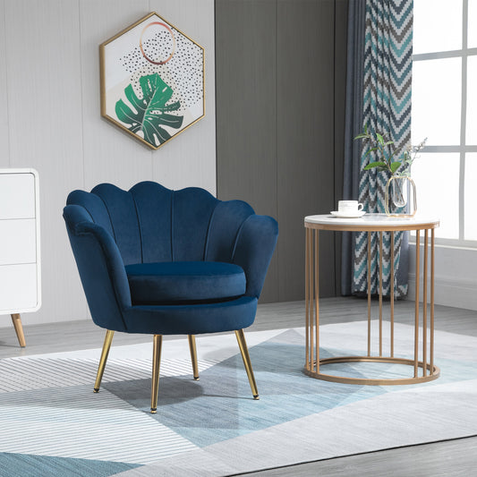 Fauteuil d'appoint en velours pattes métalliques