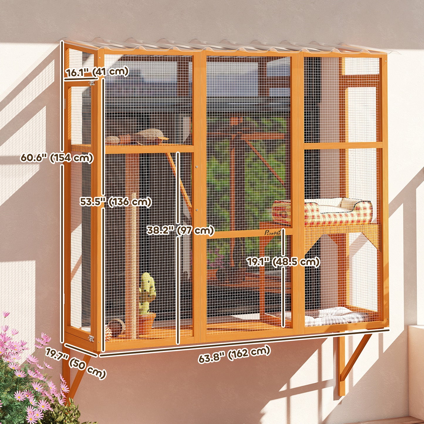 Enclos extérieur pour chats 3 niveaux avec plateformes