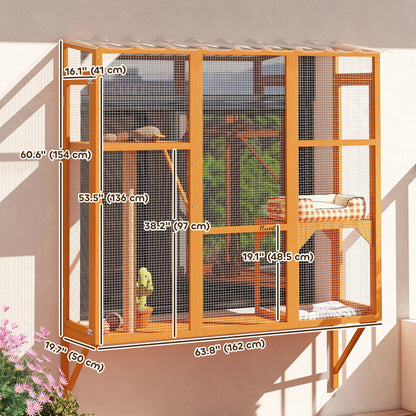 Enclos extérieur pour chats 3 niveaux avec plateformes
