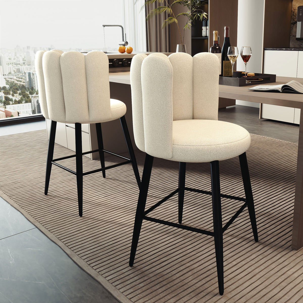 Tabourets de bar hauteur comptoir lot de 2 — gris