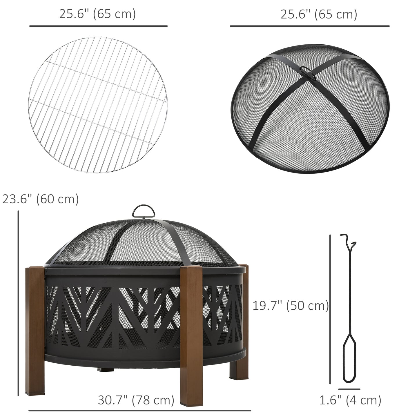 Foyer extérieur 2-en-1 avec grille BBQ et couvercle
