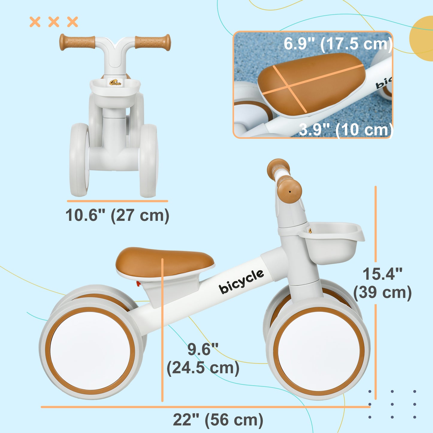 Vélo d'équilibre bébé avec panier amovible