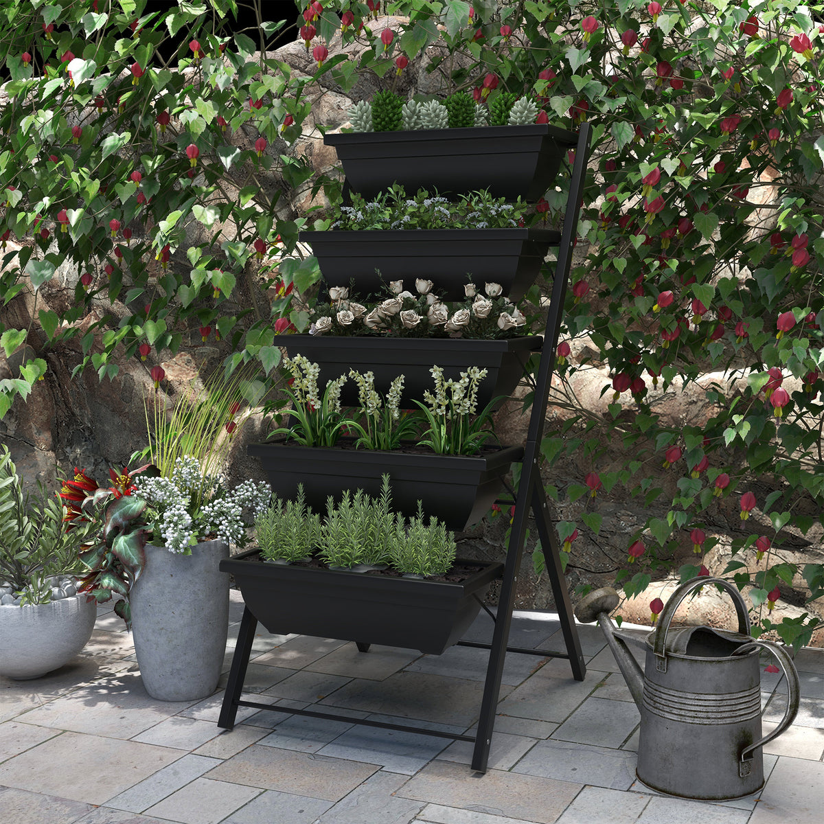 Jardinière 5 étages avec support — acier