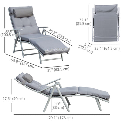Chaise longue pliante extérieure à 7 positions avec coussin