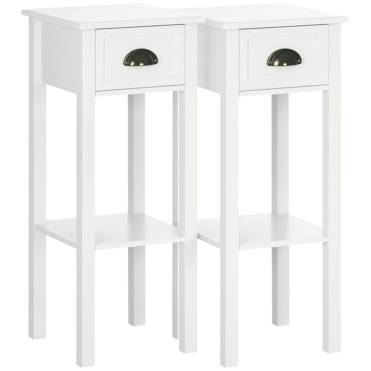 Table d'appoint étroite à tiroir — Lot de 2