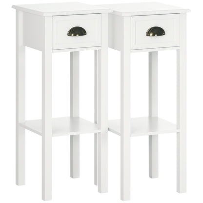 Table d'appoint étroite à tiroir — Lot de 2