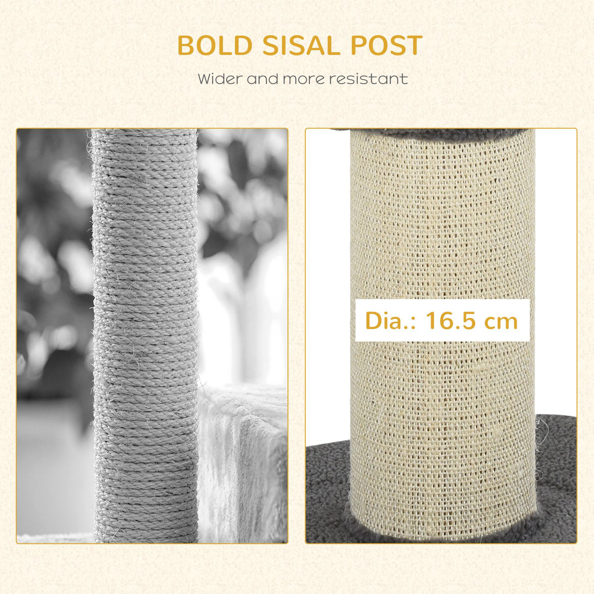 Arbre à chat multiétage avec griffoir en sisal et lit