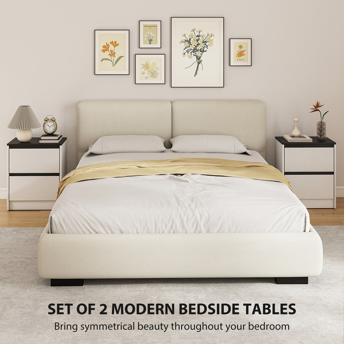Tables de chevet modernes à tiroirs — Lot de 2