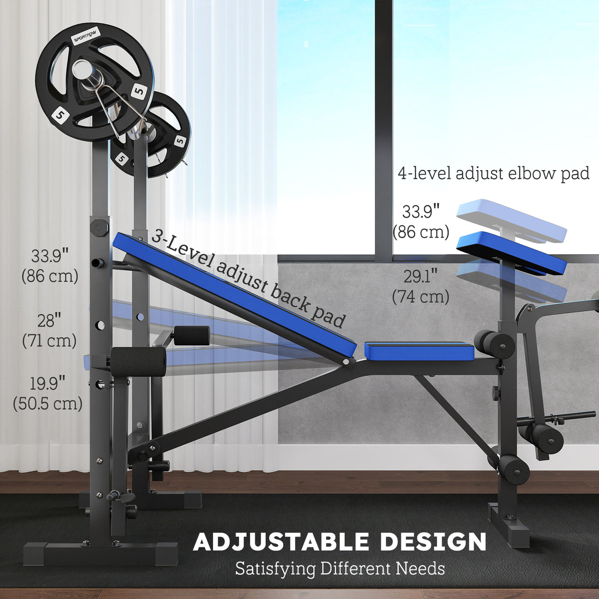 Banc d'haltérophilie multifonction ajustable