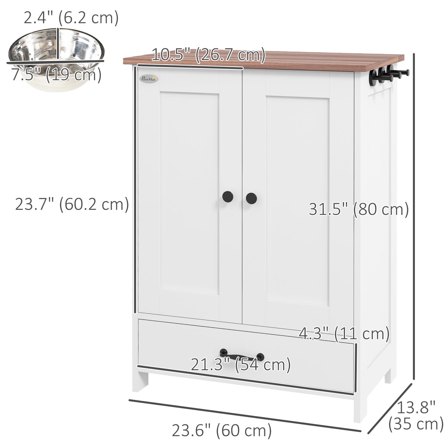 Station d'alimentation chien avec rangement ajustable