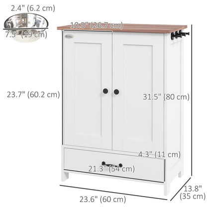 Station d'alimentation chien avec rangement ajustable