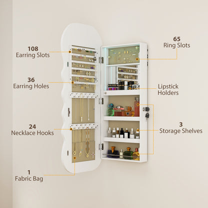 Armoire à bijoux murale avec miroir pleine longueur