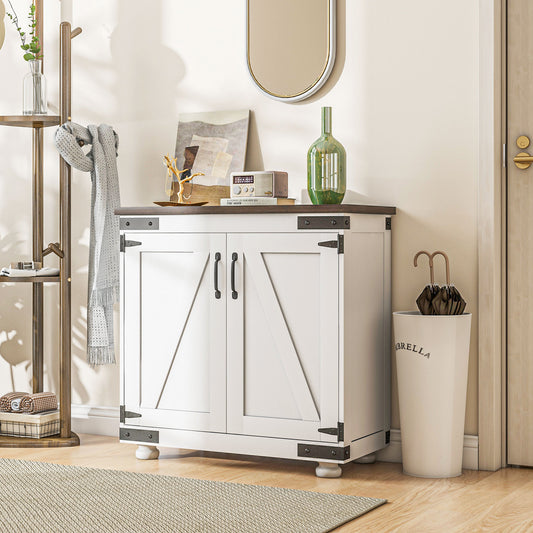 Buffet de cuisine style champêtre avec porte de grange