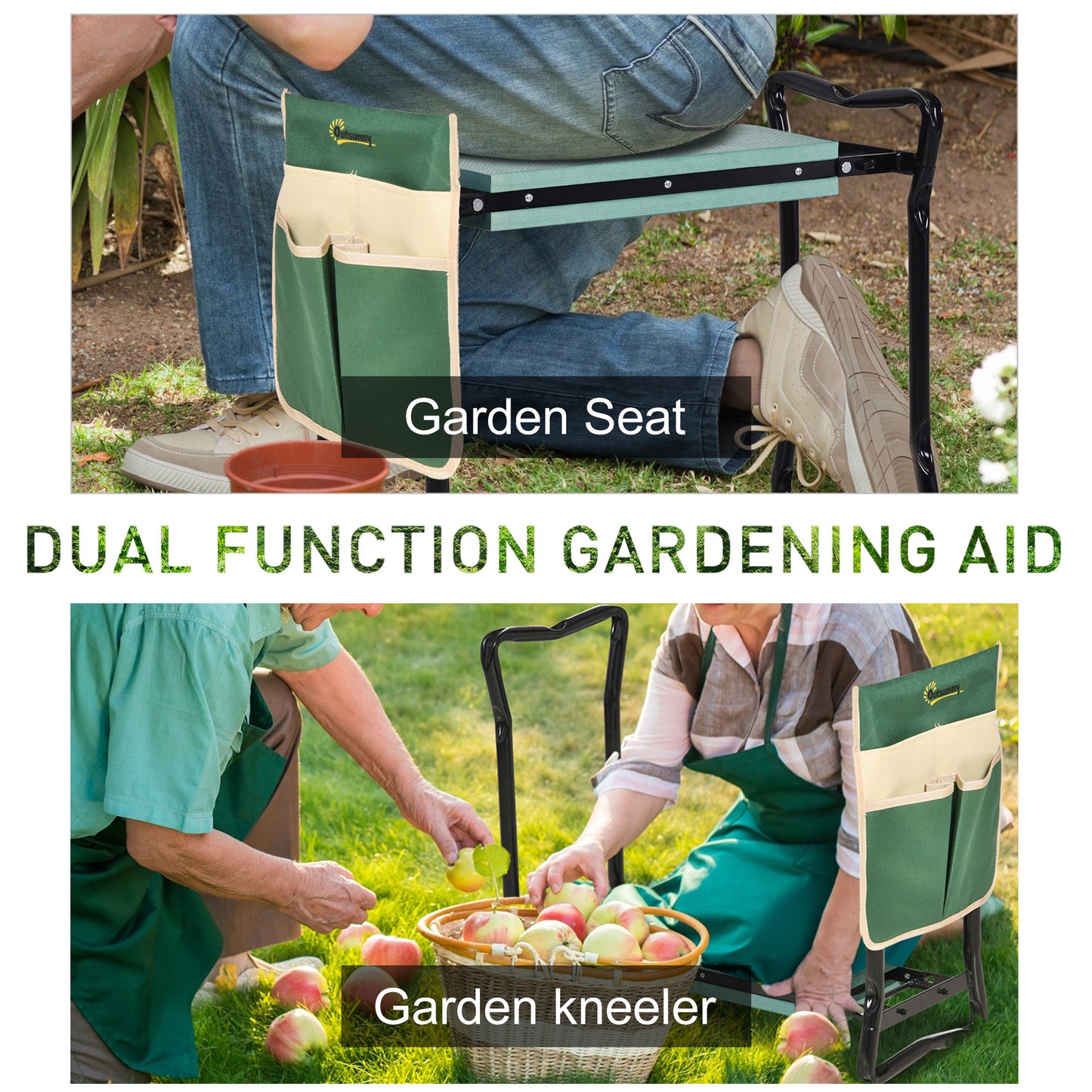 Agenouilloir de jardin pliable avec coussin mousse EVA