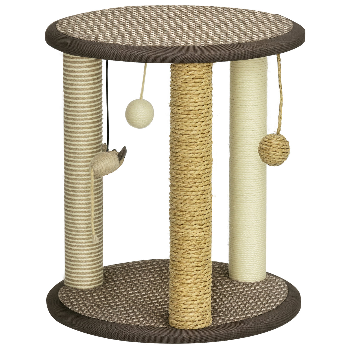 Arbre à chat compact avec jouets suspendus