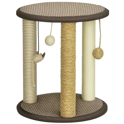 Arbre à chat compact avec jouets suspendus