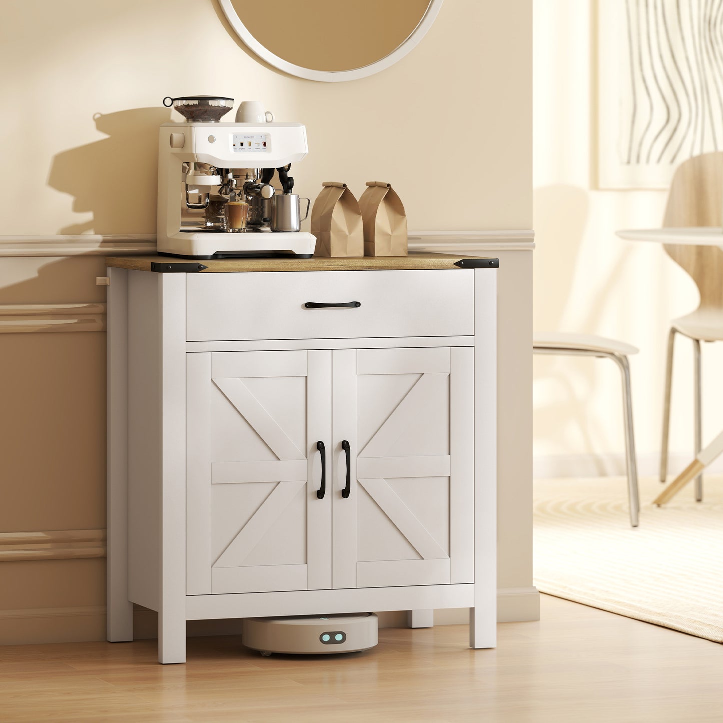 Buffet de cuisine style fermette avec tiroir et tablette