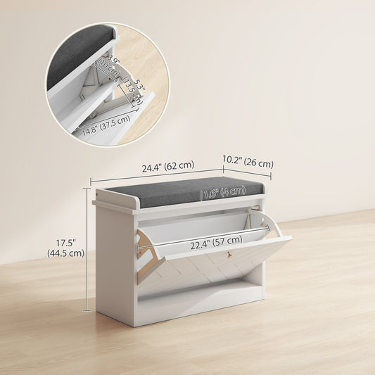 Banc d'entrée coffre à chaussures avec coussin