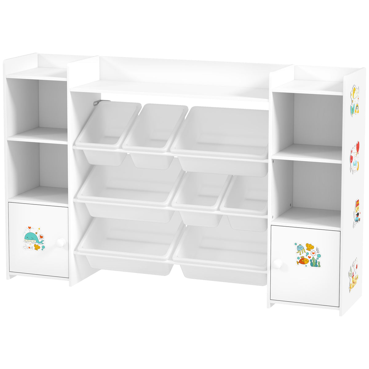 Organisateur de jouets avec 8 bacs amovibles — Blanc
