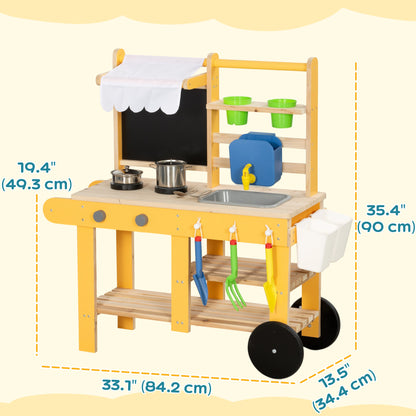Cuisine boue enfant avec robinet, bac, tableau noir